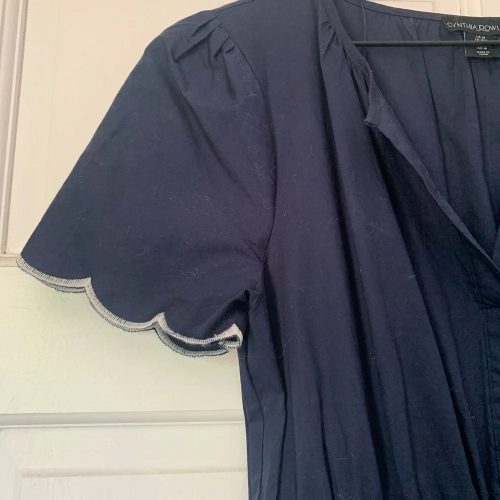 Cynthia Rowley Navy Maxi Dress with White Embroidered Hem - Picture 3 of 3